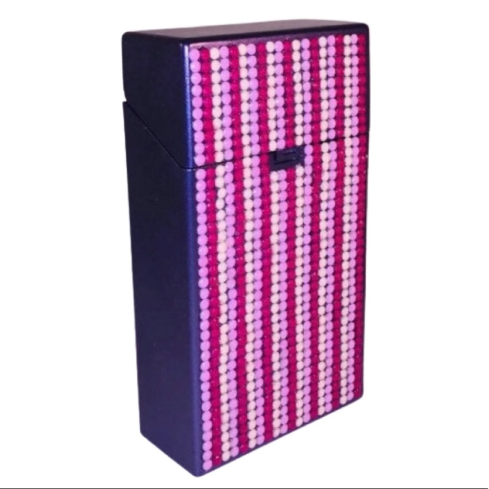 Cigarette 100s Case Hand Diamond-Painted Purple